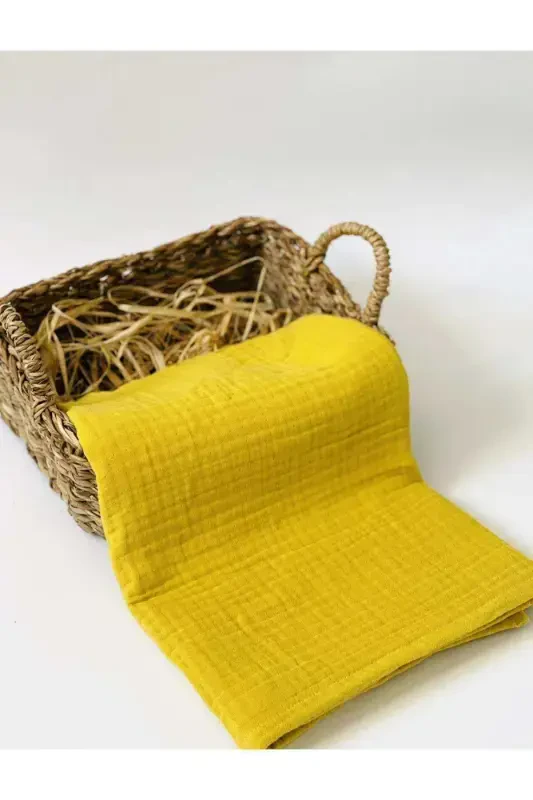 Mustard Yellow 4 Layer Multi-Purpose Muslin Swaddle Blanket-Mustard Yellow - 3