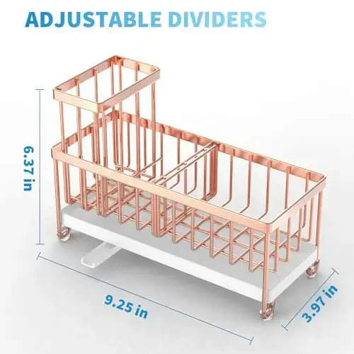 Cisily Rose Gold Sponge Holder for Kitchen Sink, Sink Caddy Organizer with High Brush Holder, Kitchen Countertop Organizers and Storage Essentials, Rustproof 304 Stainless Steel, Soap Dispenser - CISILY (1)