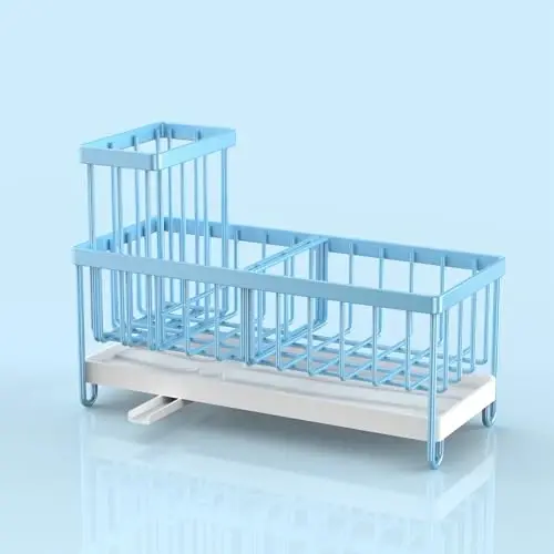 Cisily Blue Sponge Holder for Kitchen Sink, Sink Caddy Organizer with High Brush Holder, Kitchen Countertop Organizers and Storage Essentials, Rustproof 304 Stainless Steel, Soap Dispenser Organize - 6