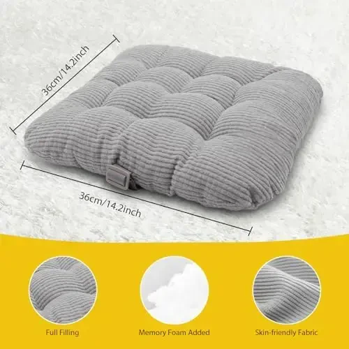 Toddler Booster Seat for Dining Table 2PC Upgraded 3.6IN Cushion with Soft Corduroy Backrest Infant Booster Seat for Kitchen Chair with Adjustable Straps - Non-Slip Base & Breathable Fabric ﻿ - 4