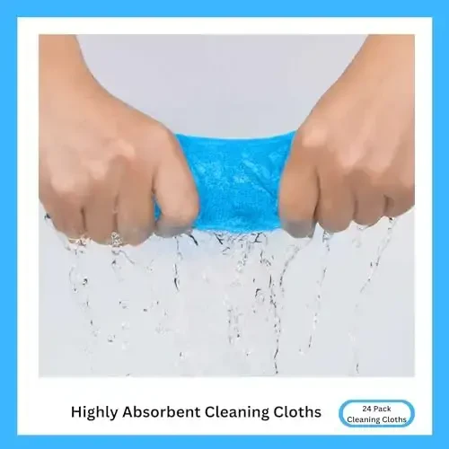 Cleanex Microfiber Cleaning Cloth for Kitchen & households, Towels for Cars. (300gsm) (Pack of 24 Blue) - 4