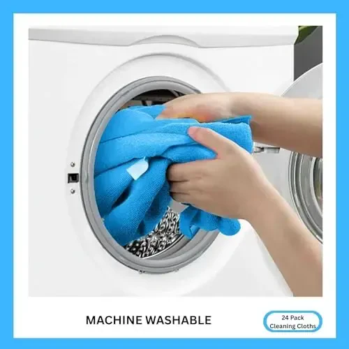 Cleanex Microfiber Cleaning Cloth for Kitchen & households, Towels for Cars. (300gsm) (Pack of 24 Blue) - 6