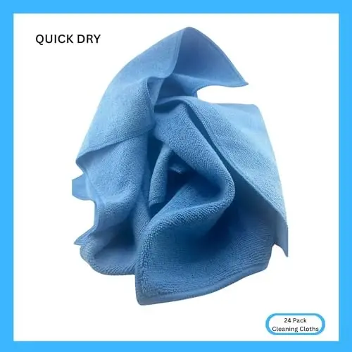 Mutfak ve ev işleri için Cleanex Mikrofiber Temizlik Bezi, Arabalar için Havlular. (300 gsm) (24'lü Mavi Paket) - 5