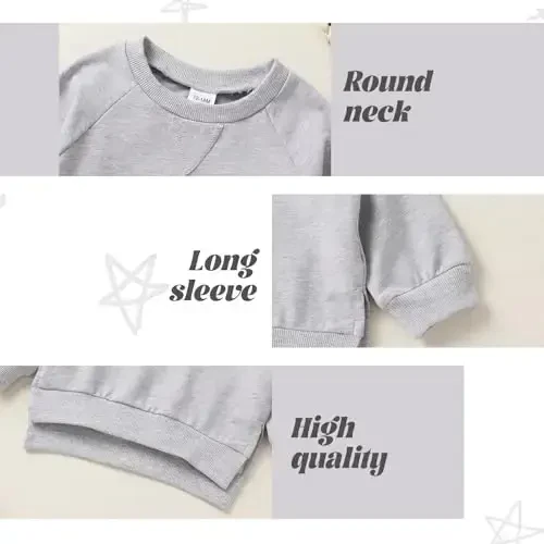 Happy Town Toddler Baby Boy Girl Sweatshirt Fall Outfits Long Sleeve Crew Neck Solid Top Pullover Blouse Shirt Clothes - 4