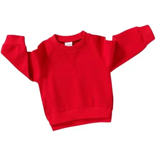 Happy Town Toddler Baby Boy Girl Sweatshirt Fall Outfits Long Sleeve Crew Neck Solid Top Pullover Blouse Shirt Clothes 