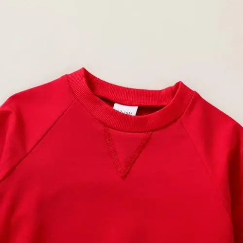 Happy Town Toddler Baby Boy Girl Sweatshirt Fall Outfits Long Sleeve Crew Neck Solid Top Pullover Blouse Shirt Clothes - 3