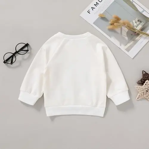 Mutlu Kasaba Çocuk Bebek Erkek Kız Sweatshirt Sonbahar Kıyafetleri Uzun Kollu Bisiklet Yaka Düz Üst Kazak Bluz Gömlek Giysiler - 2