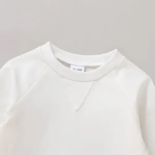 Mutlu Kasaba Çocuk Bebek Erkek Kız Sweatshirt Sonbahar Kıyafetleri Uzun Kollu Bisiklet Yaka Düz Üst Kazak Bluz Gömlek Giysiler - 3