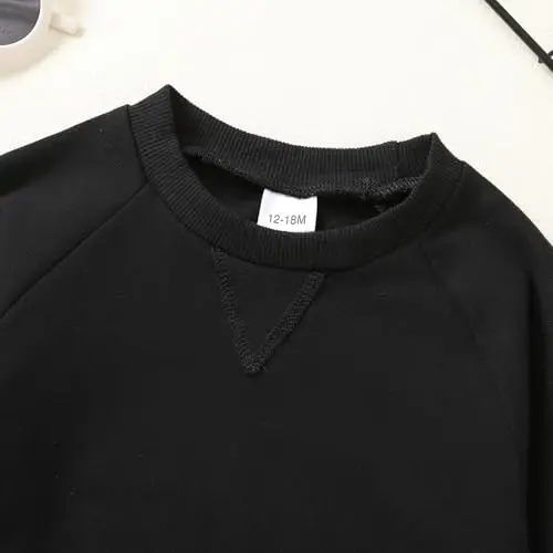 Happy Town Toddler Baby Boy Girl Sweatshirt Fall Outfits Long Sleeve Crew Neck Solid Top Pullover Blouse Shirt Clothes - 3