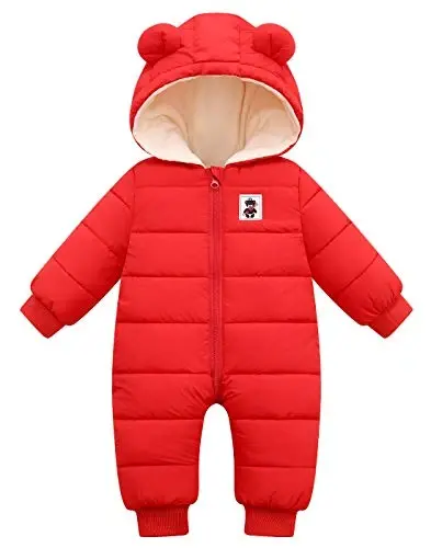 Happy Cherry Baby Snowsuit Winter Coat Warm Hoodie Romper Puffer Jacket 