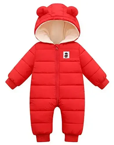 Happy Cherry Baby Snowsuit Winter Coat Warm Hoodie Romper Puffer Jacket - HAPPY