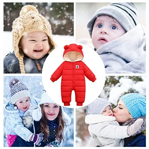 Happy Cherry Baby Snowsuit Winter Coat Warm Hoodie Romper Puffer Jacket - 4