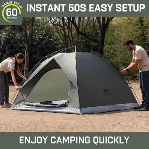Happy Travel 1/2/3/4 Person Camping Tent, Instant Easy Pop Up Tents for Camping,Automatic Waterproof Family Camping Tent, Easy Set Up Tent,Portable Windproof Dome Tent for Camping Hiking & Traveling - 4