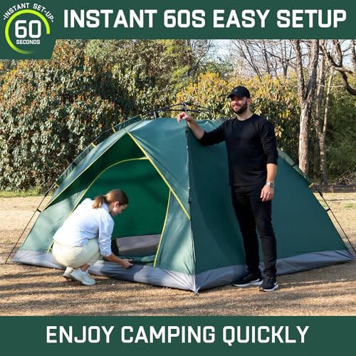 Happy Travel 1/2/3/4 Person Camping Tent, Instant Easy Pop Up Tents for Camping,Automatic Waterproof Family Camping Tent, Easy Set Up Tent,Portable Windproof Dome Tent for Camping Hiking & Traveling - 3