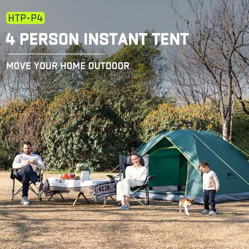 Happy Travel 1/2/3/4 Person Camping Tent, Instant Easy Pop Up Tents for Camping,Automatic Waterproof Family Camping Tent, Easy Set Up Tent,Portable Windproof Dome Tent for Camping Hiking & Traveling - 4