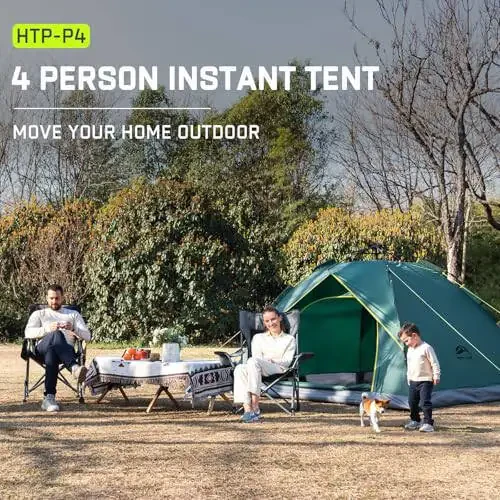 Happy Travel 1/2/3/4 Person Camping Tent, Instant Easy Pop Up Tents for Camping,Automatic Waterproof Family Camping Tent, Easy Set Up Tent,Portable Windproof Dome Tent for Camping Hiking & Traveling - 4