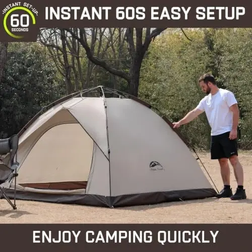Happy Travel 2/4 Person Camping Tent, Instant Easy Pop Up Tents for Camping | Easy Set Up Tent, Automatic Waterproof Family Camping Tent, Portable Windproof Dome Tent for Camping Hiking & Traveling - HAPPY TRAVEL (1)