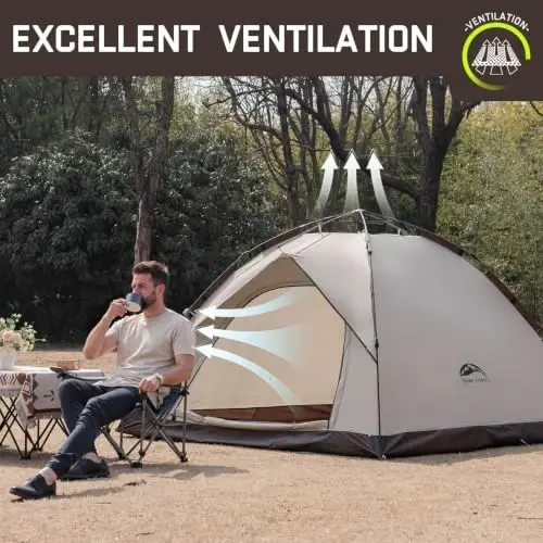 Happy Travel 2/4 Person Camping Tent, Instant Easy Pop Up Tents for Camping | Easy Set Up Tent, Automatic Waterproof Family Camping Tent, Portable Windproof Dome Tent for Camping Hiking & Traveling - 4