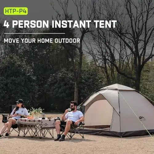 Happy Travel 1/2/3/4 Person Camping Tent, Instant Easy Pop Up Tents for Camping,Automatic Waterproof Family Camping Tent, Easy Set Up Tent,Portable Windproof Dome Tent for Camping Hiking & Traveling - 4