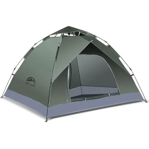 Happy Travel 1/2/3/4 Person Camping Tent, Instant Easy Pop Up Tents for Camping,Automatic Waterproof Family Camping Tent, Easy Set Up Tent,Portable Windproof Dome Tent for Camping Hiking & Traveling - 4