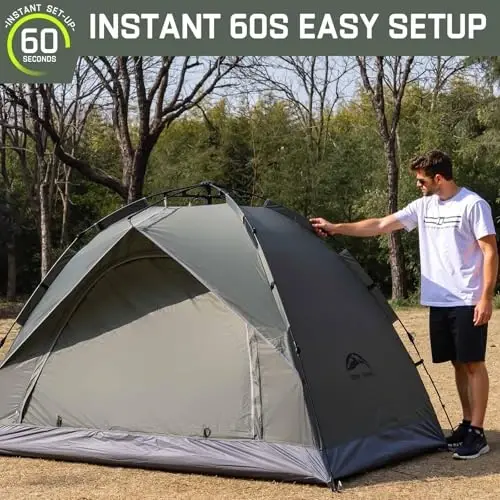 Happy Travel 1/2/3/4 Person Camping Tent, Instant Easy Pop Up Tents for Camping,Automatic Waterproof Family Camping Tent, Easy Set Up Tent,Portable Windproof Dome Tent for Camping Hiking & Traveling - 6