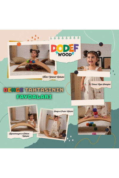 Muvozanat taxtasi, silli yuzali Montessori taxtasi, bolalar va kattalar uchun, egri yog'och - DODEF WOOD (1)