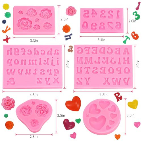 MUYIYAMEI Letter Silicone Mold Alphabet Number Molds Rose Heart Shape Cake Mould for Gummy Baking Candy Making Chocolate Molds Sugar for DIY Crafts Candy Desserts Cupcake Decoration - MUYIYAMEI (1)