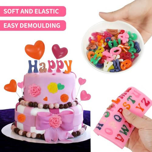 MUYIYAMEI Letter Silicone Mold Alphabet Number Molds Rose Heart Shape Cake Mould for Gummy Baking Candy Making Chocolate Molds Sugar for DIY Crafts Candy Desserts Cupcake Decoration - 4