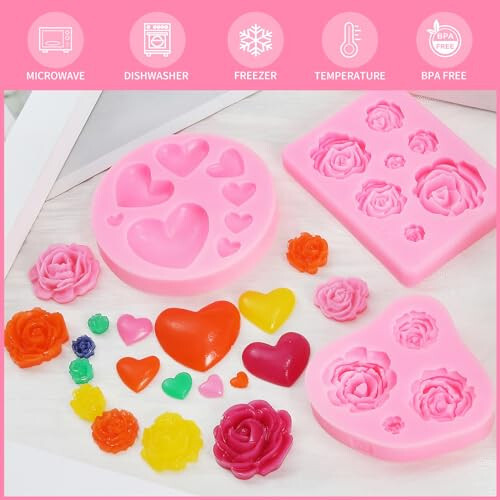 MUYIYAMEI Letter Silicone Mold Alphabet Number Molds Rose Heart Shape Cake Mould for Gummy Baking Candy Making Chocolate Molds Sugar for DIY Crafts Candy Desserts Cupcake Decoration - 6