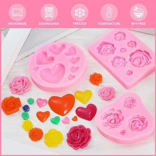 MUYIYAMEI Letter Silicone Mold Alphabet Number Molds Rose Heart Shape Cake Mould for Gummy Baking Candy Making Chocolate Molds Sugar for DIY Crafts Candy Desserts Cupcake Decoration - 6