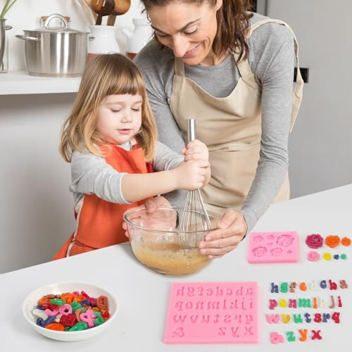 MUYIYAMEI Letter Silicone Mold Alphabet Number Molds Rose Heart Shape Cake Mould for Gummy Baking Candy Making Chocolate Molds Sugar for DIY Crafts Candy Desserts Cupcake Decoration - 7