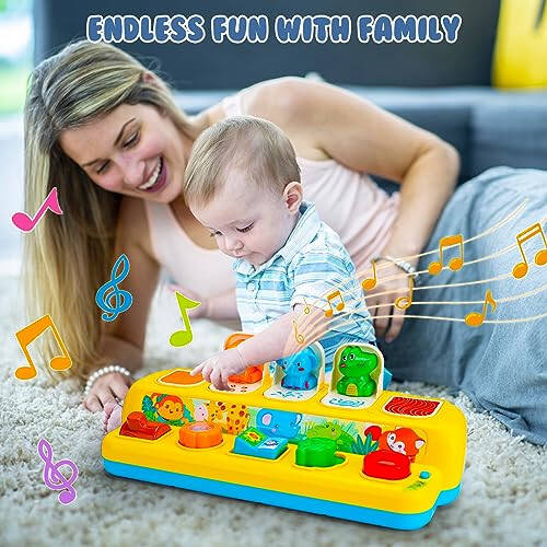 Interactive Pop up Animal Toys with Music & Light, Montessori Cause and Effect Toys for 1 Year Old Boy Girl Early Learning Musical Baby Toy 9-12-18 Months STEM Toddler Toy Age 1-2 Gift for Infant - 2