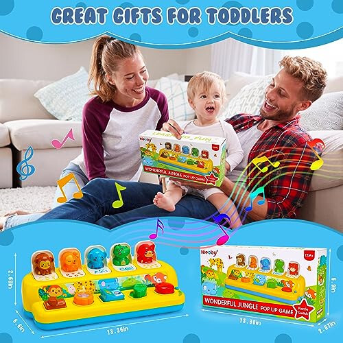 Interactive Pop up Animal Toys with Music & Light, Montessori Cause and Effect Toys for 1 Year Old Boy Girl Early Learning Musical Baby Toy 9-12-18 Months STEM Toddler Toy Age 1-2 Gift for Infant - 6