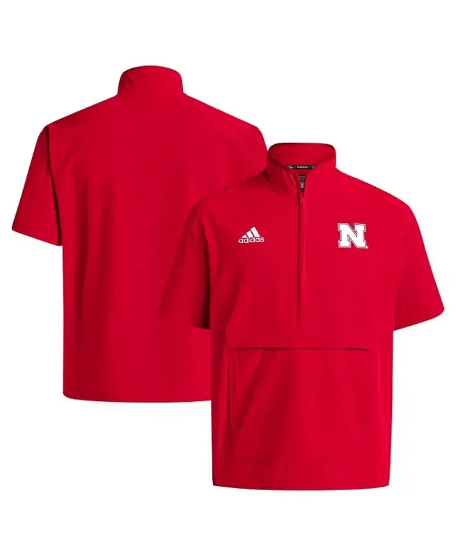 Мужская алая куртка Nebraska Huskers Coaches Sideline Half-Zip с коротким рукавом - Scarlet - 1