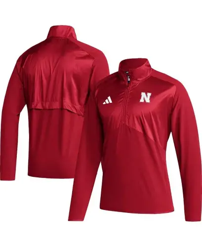 Мужская алая куртка Nebraska Huskers Sideline AEROREADY реглан рукав четверть-молния-алая - 1