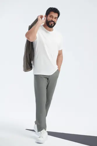 Мужская белая футболка из 100% хлопка Slim Fit с круглым вырезом - 10