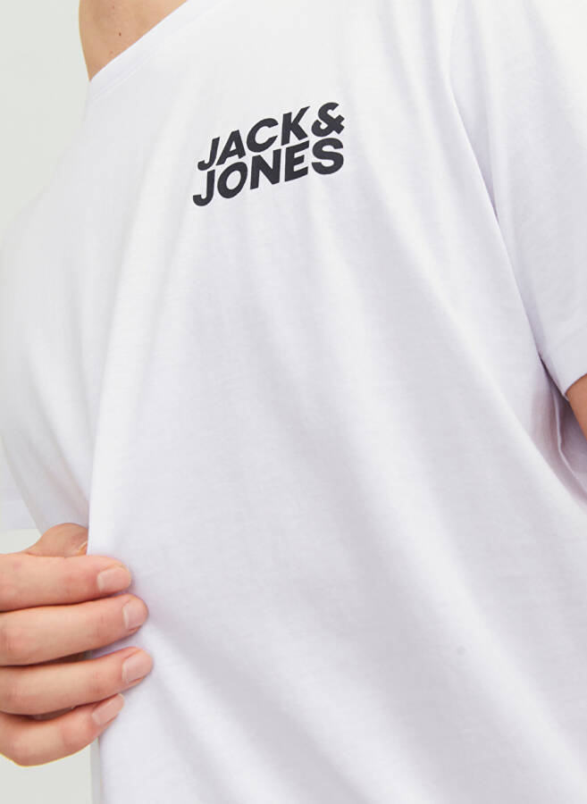 Мужская белая футболка с круглым вырезом Jack & Jones - 2