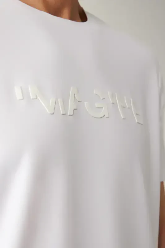 Мужская белая футболка с принтом, круглый вырез, мягкая на ощупь, обычный крой A41y1030 - 5