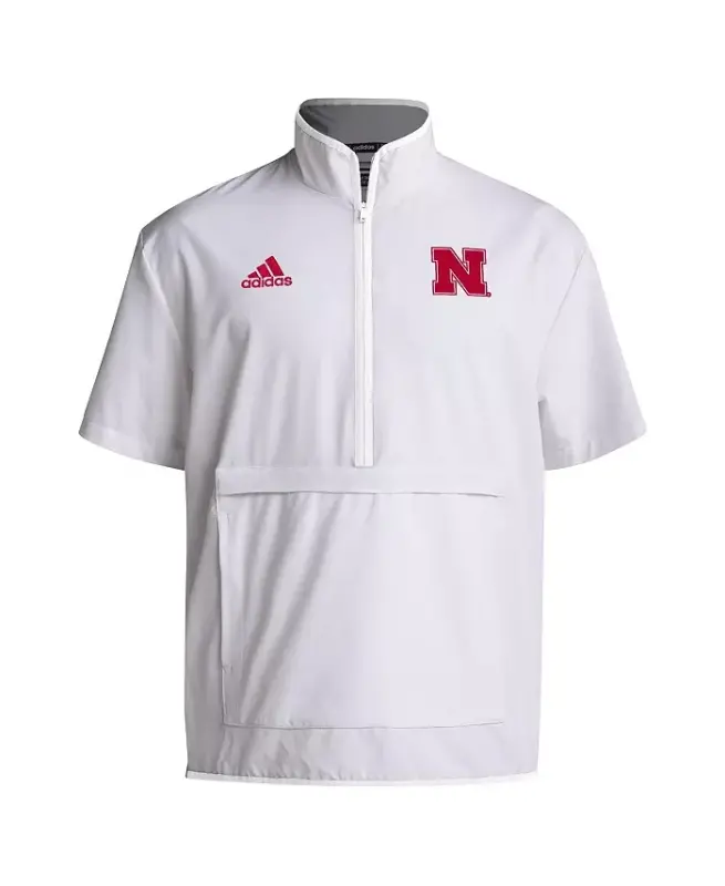 Мужская белая куртка Nebraska Huskers Coaches Sideline Half-Zip с короткими рукавами - белая - 3