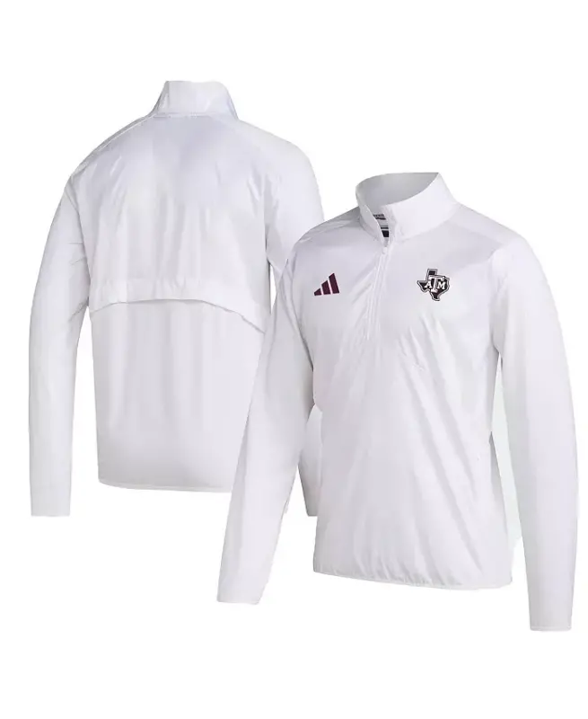 Мужская белая куртка Texas A&M Aggies Sideline AEROREADY Raglan Sleeve Quarter-Zip Jacket-White - 1