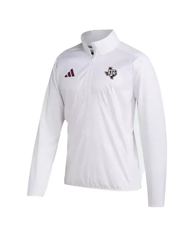 Мужская белая куртка Texas A&M Aggies Sideline AEROREADY Raglan Sleeve Quarter-Zip Jacket-White - 3