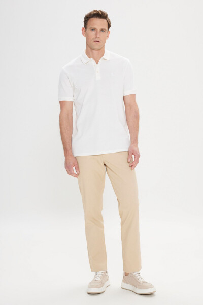 Мужская белая облегающая футболка поло из 100% хлопка с короткими рукавами. - ALTINYILDIZ CLASSICS (1)