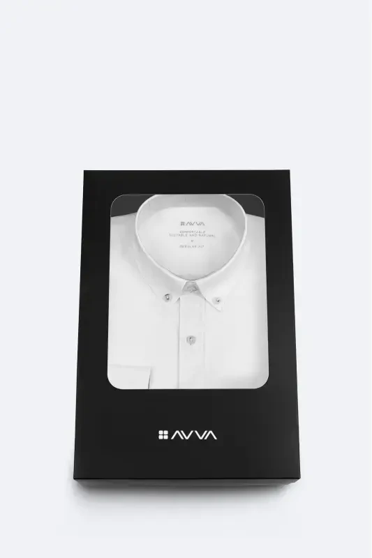 Мужская белая оксфордская рубашка на пуговицах, 100% хлопок B002034-белый - 1