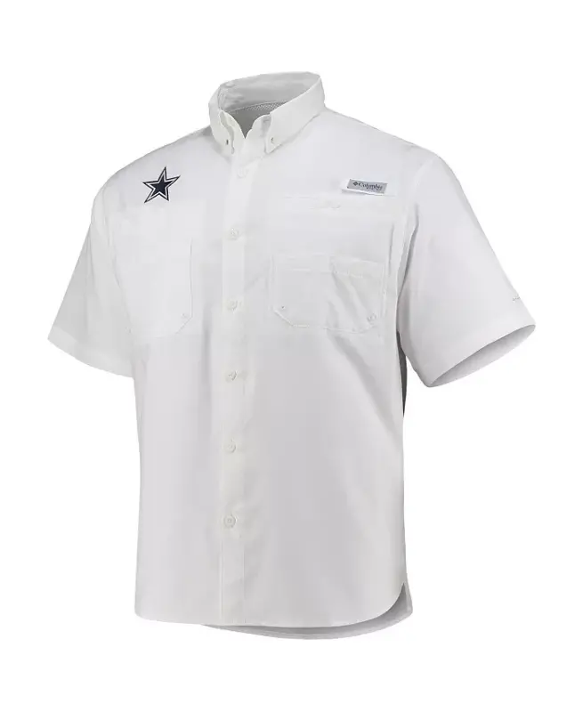 Мужская белая рубашка PFG Dallas Cowboys Tamiami Omni-Shade на пуговицах - белая - 3