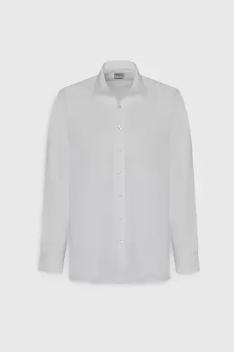 Мужская белая рубашка с легкой глажкой, Slim Fit, зауженный крой, классический воротник, хлопковая - 13