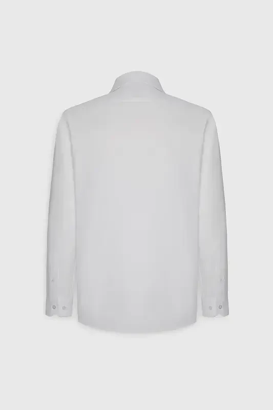 Мужская белая рубашка с легкой глажкой, Slim Fit, зауженный крой, классический воротник, хлопковая - 16
