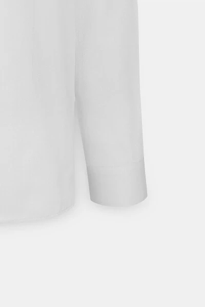 Мужская белая рубашка Slim Fit узкого кроя с итальянским воротником и защитной вставкой - 8