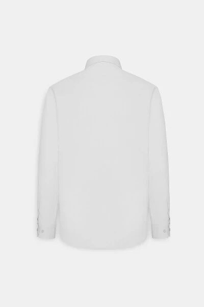 Мужская белая рубашка Slim Fit узкого кроя с итальянским воротником и защитной вставкой - 9