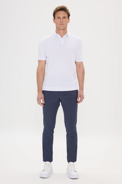 Мужская белая стандартная посадка обычного кроя 100% хлопок трикотажная футболка-поло с жаккардовым воротником - 2