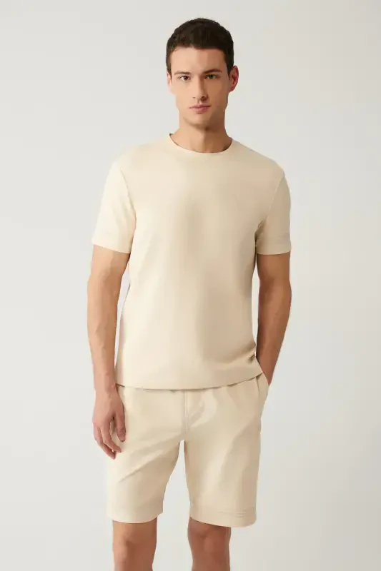 Мужская бежевая футболка поло из джерси с принтом Regular Fit A41y1107 - 1